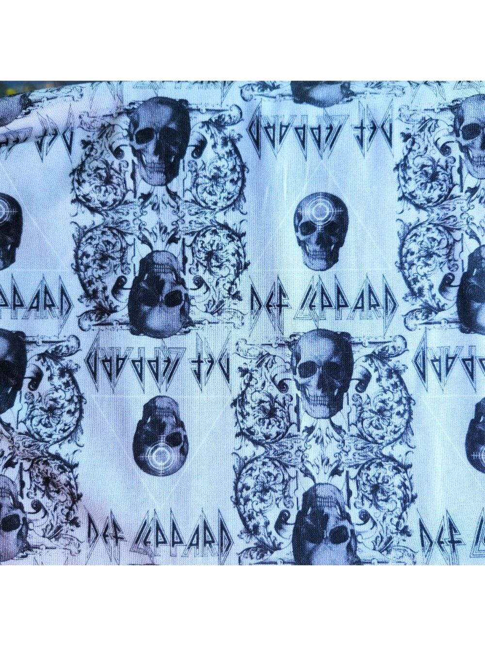 Def Leppard Skull And Logo Themed Fabric By The Yard 44in X 36in